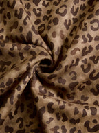 Chaqueta vintage de ante ecológico con estampado de leopardo