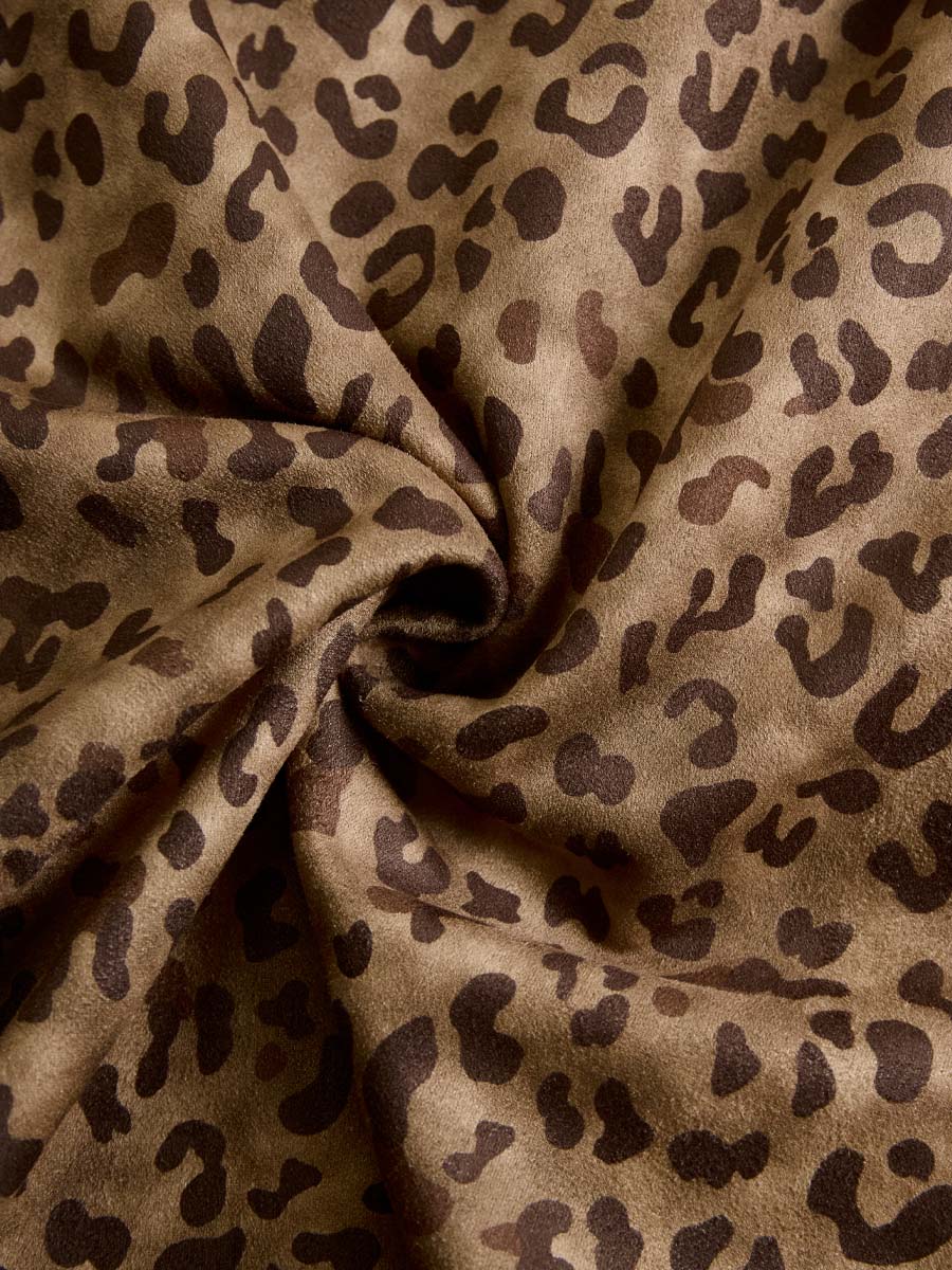 Chaqueta vintage de ante ecológico con estampado de leopardo