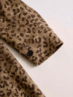 Chaqueta vintage de ante ecológico con estampado de leopardo