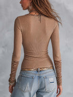 Top acanalado Desert Muse con ribete de cebra