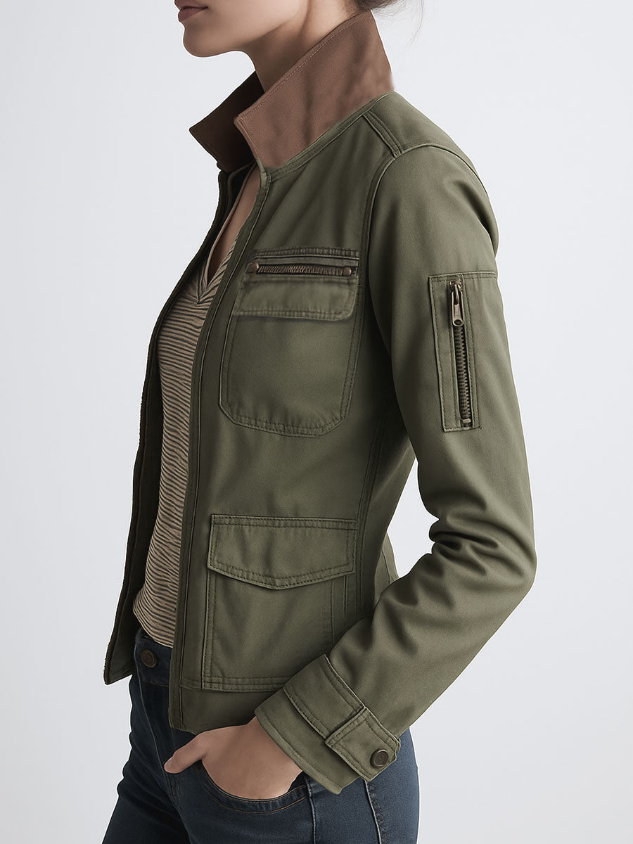 Chaqueta cargo verde oliva Outerdoor con bolsillo utilitario