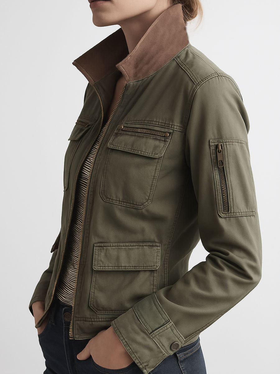 Chaqueta cargo verde oliva Outerdoor con bolsillo utilitario