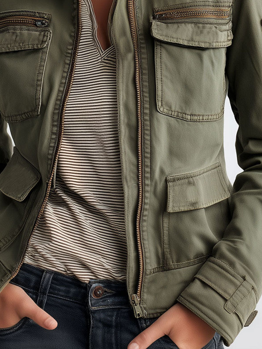 Chaqueta cargo verde oliva Outerdoor con bolsillo utilitario