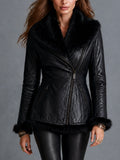 Chaqueta motera Midnight Nomad con ribete de piel