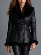 Chaqueta motera Midnight Nomad con ribete de piel