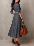 Vestido camisero vaquero para mujer con cuello de estampado de cebra y cinturón de lazo