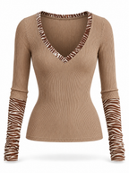 Top acanalado Desert Muse con ribete de cebra