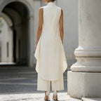 Valentina | Mono elegante con top drapeado de cuello alto