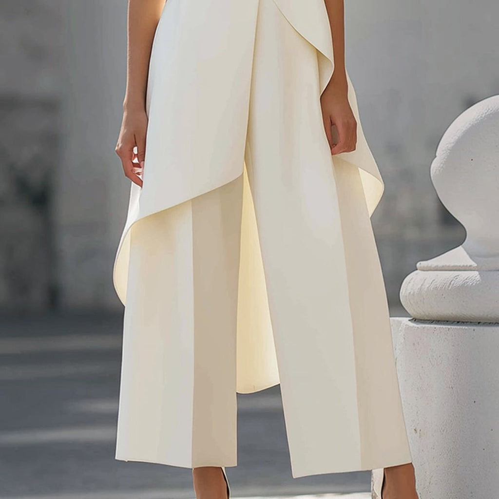 Valentina | Mono elegante con top drapeado de cuello alto