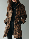 Chaqueta vintage de ante ecológico con estampado de leopardo