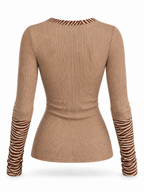 Top acanalado Desert Muse con ribete de cebra