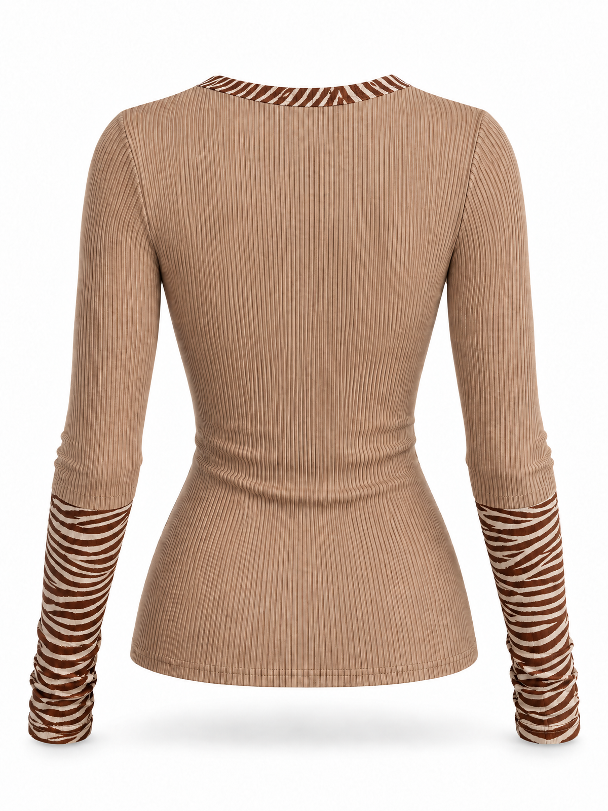 Top acanalado Desert Muse con ribete de cebra