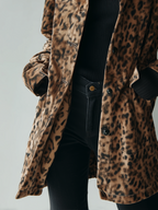 Chaqueta vintage de ante ecológico con estampado de leopardo